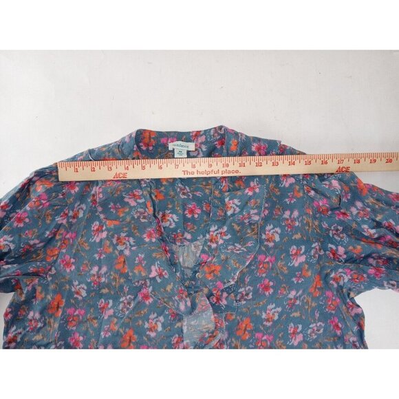 Sundance  Women's Jeanie Ruffle  Floral Button Up  Top Blouse  sz PM - Picture 7 of 13